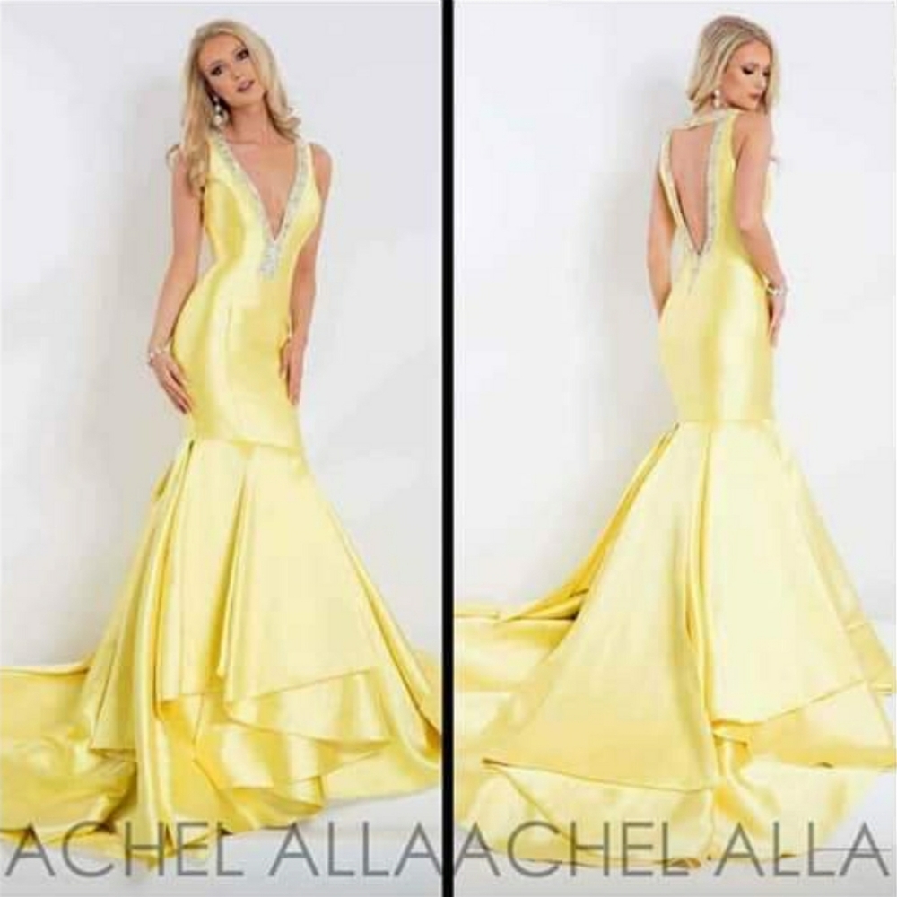 Rachel Allen Yellow Pageant Gown